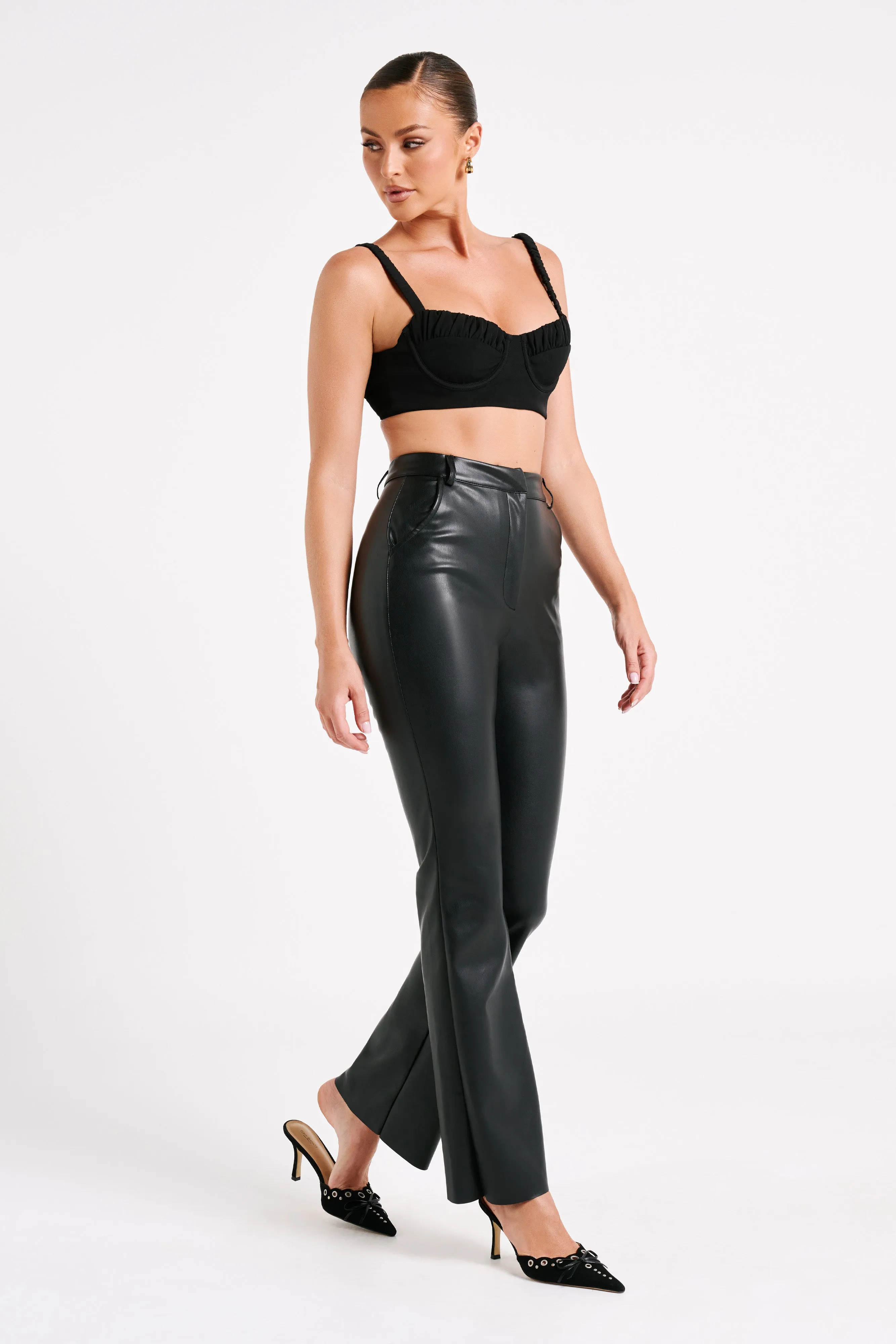 Zaira Cupped Crepe Crop Top - Black sold by Meshki product image thumbnail 4