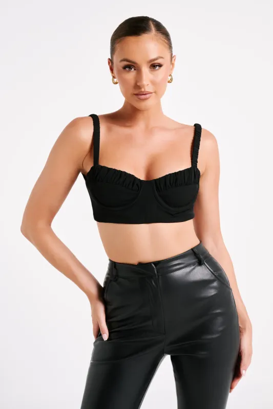 Zaira Cupped Crepe Crop Top - Black sold by Meshki