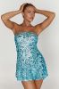 Everleigh Strapless Sequin Mini Dress - Powder Blue sold by Meshki