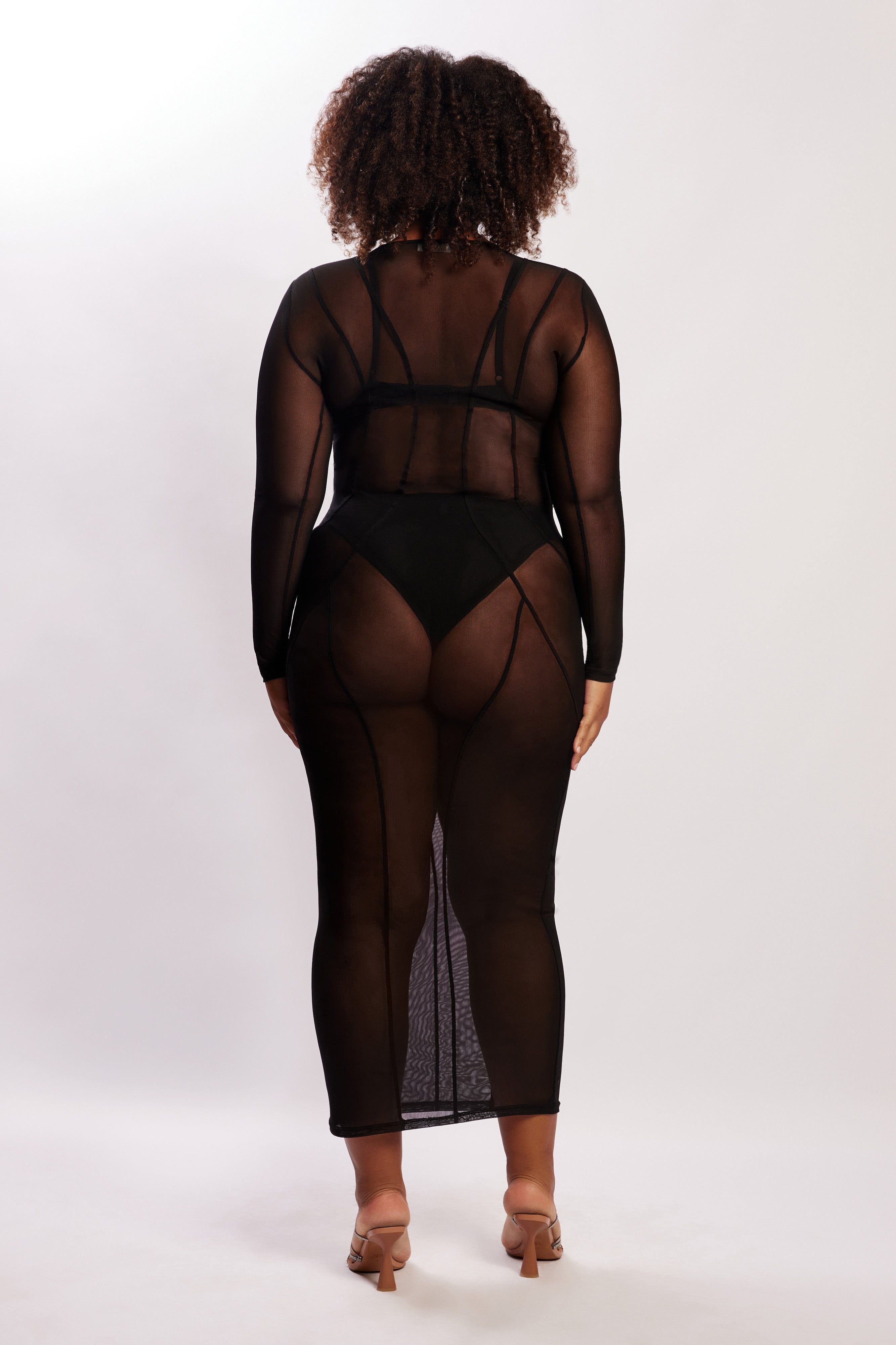 Ciara Mesh Cut Out Sleeve Maxi Dress - Black sold by Meshki product image thumbnail 9