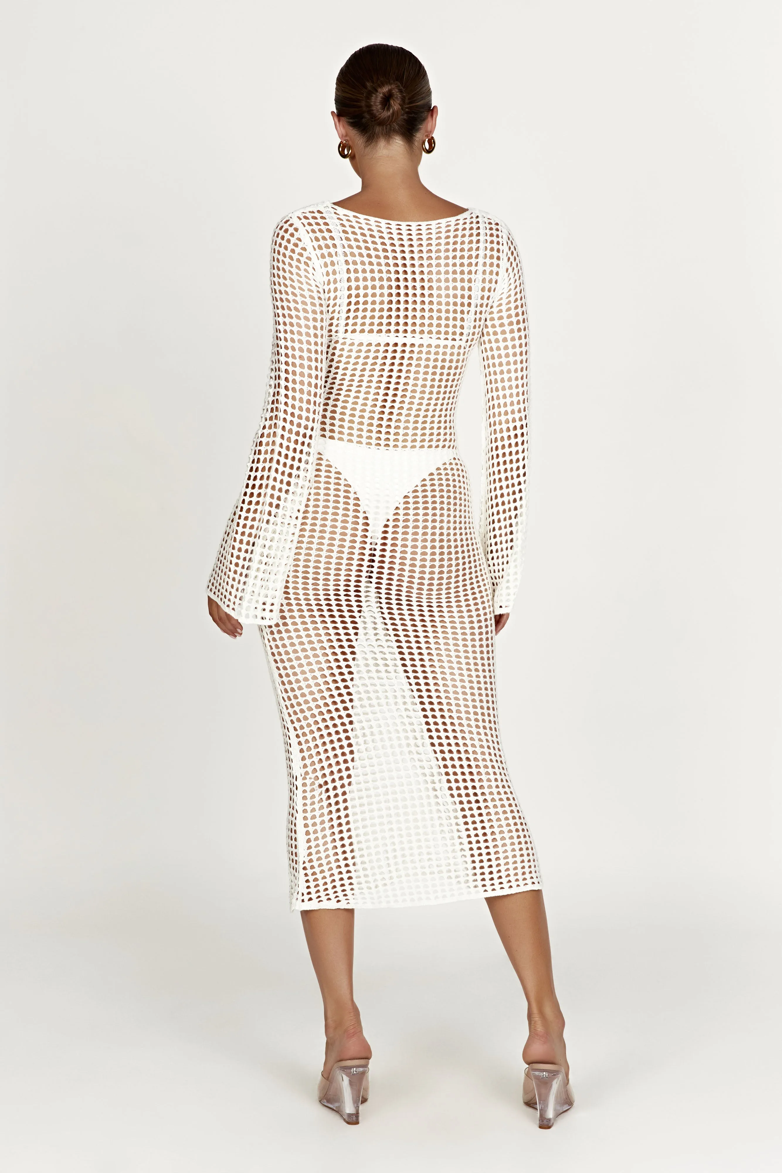 Murphy Long Sleeve Crochet Maxi Dress - White sold by Meshki product image thumbnail 2