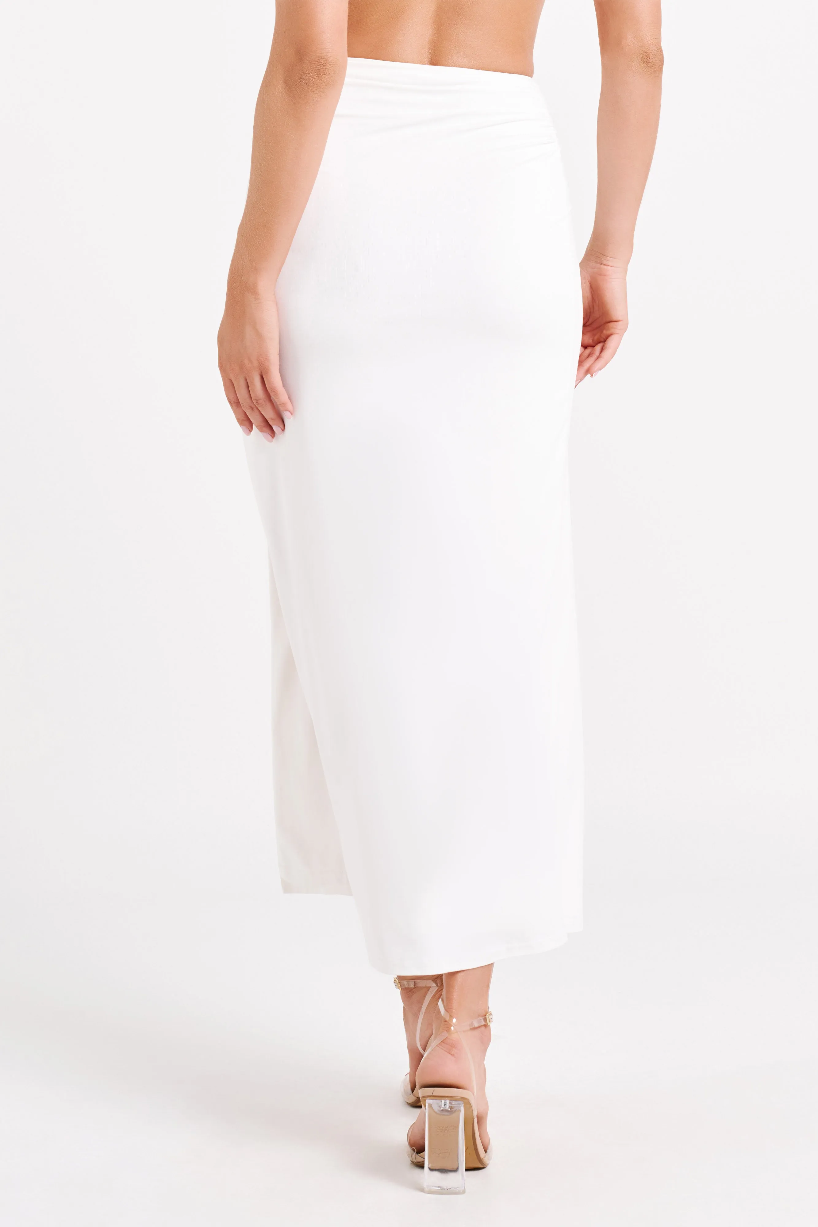 Emma Recycled Nylon Maxi Skirt - White sold by Meshki product image thumbnail 2