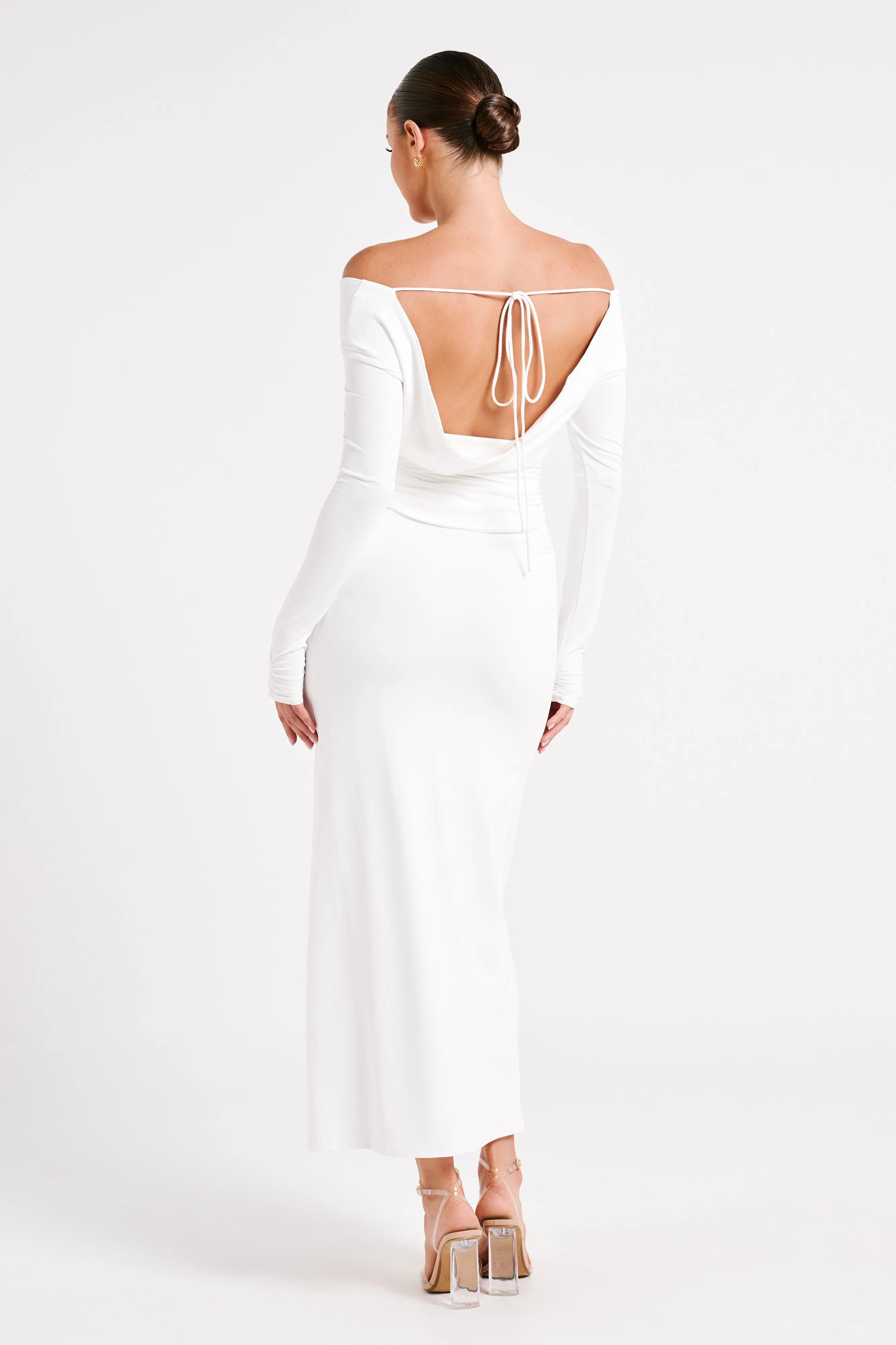 Emma Recycled Nylon Maxi Skirt - White sold by Meshki product image thumbnail 4