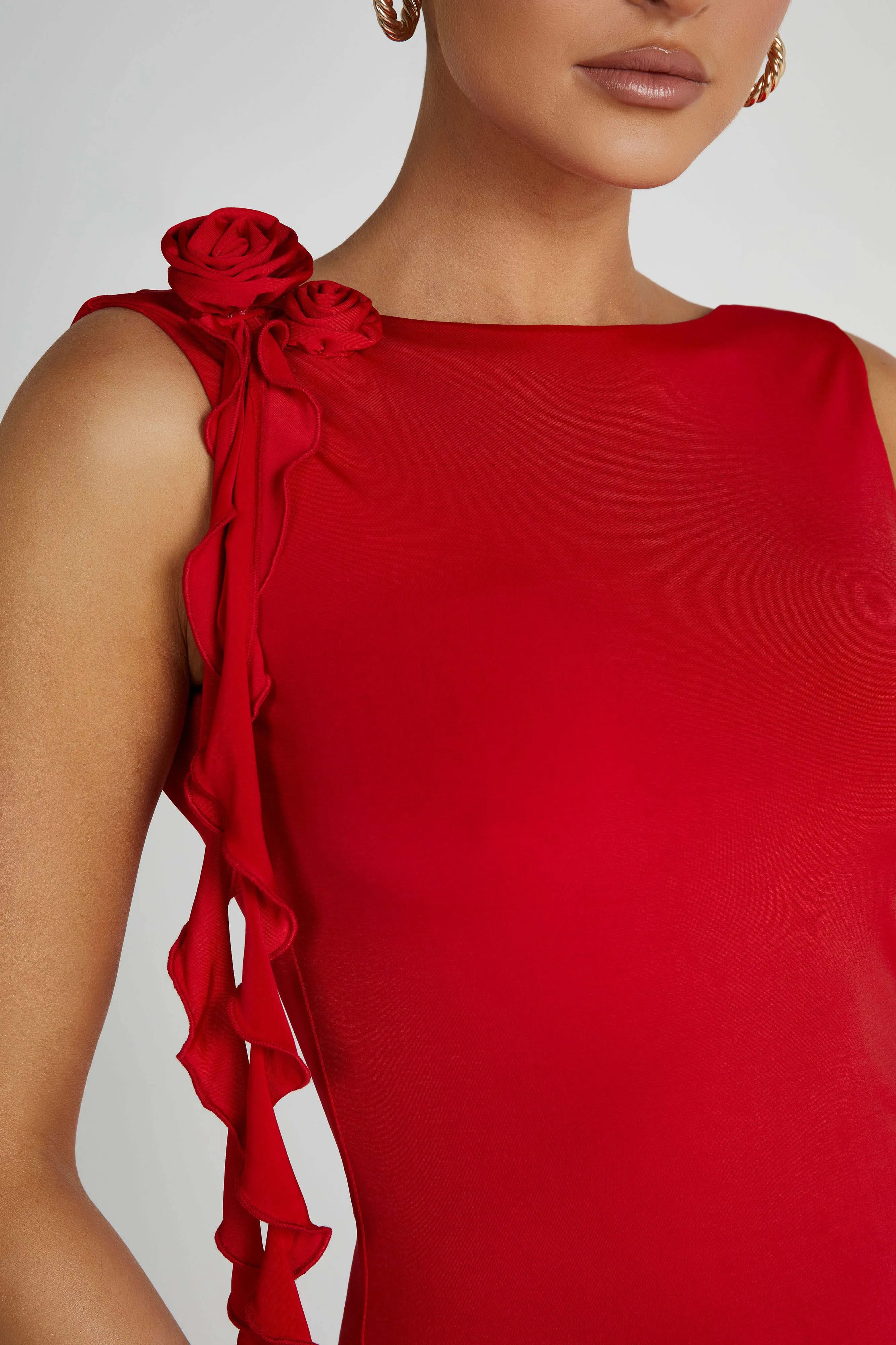 Bronte Backless Rose Mini Dress - Red sold by Meshki product image thumbnail 3
