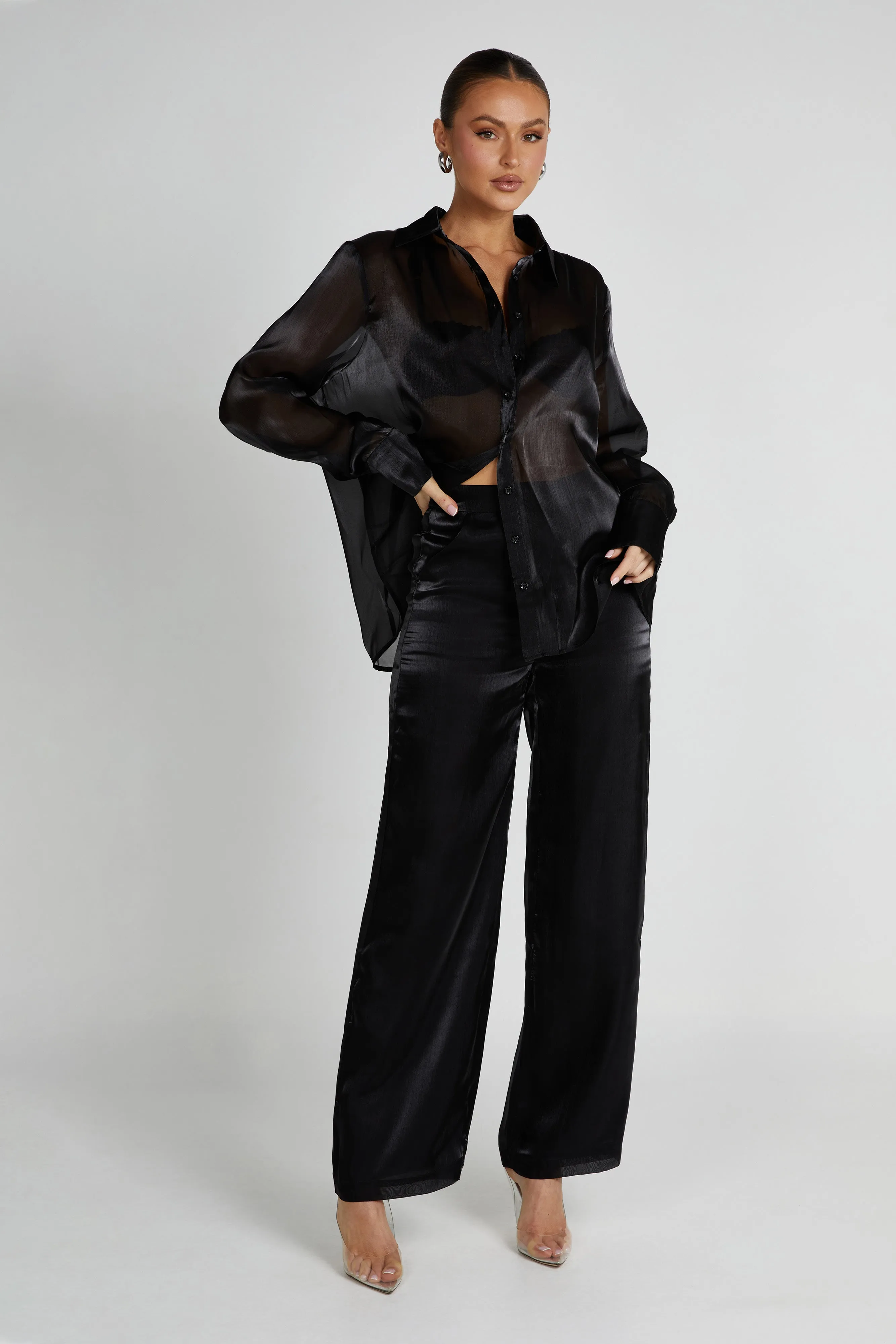 Kinsley Sheer Pants - Black sold by Meshki product image thumbnail 3