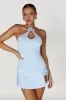 Adeline Rose Halter Mini Dress - Powder Blue sold by Meshki
