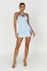 Adeline Rose Halter Mini Dress - Powder Blue sold by Meshki