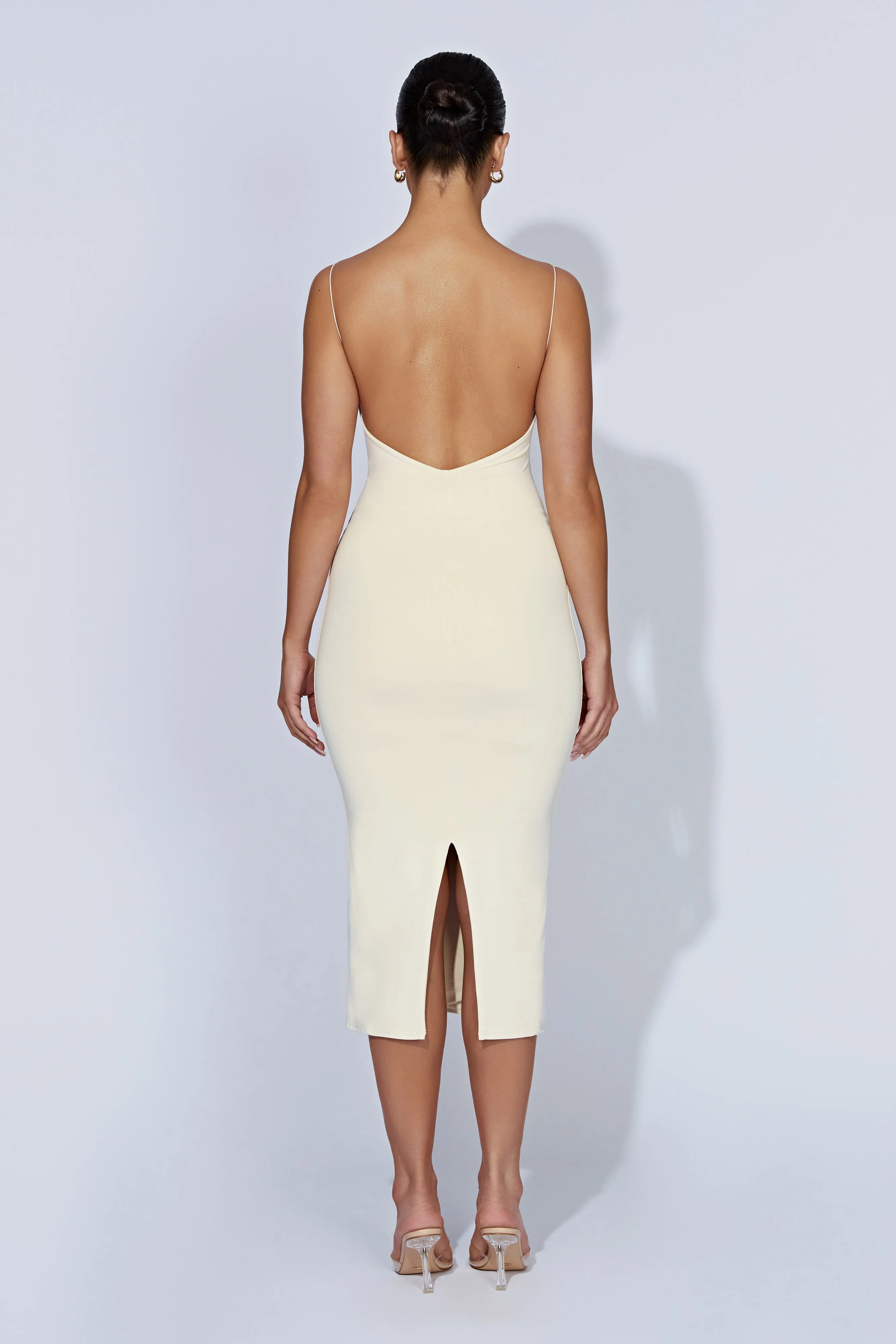 Lexia Scoop Low Neck Midi Dress - Cream sold by Meshki product image thumbnail 4