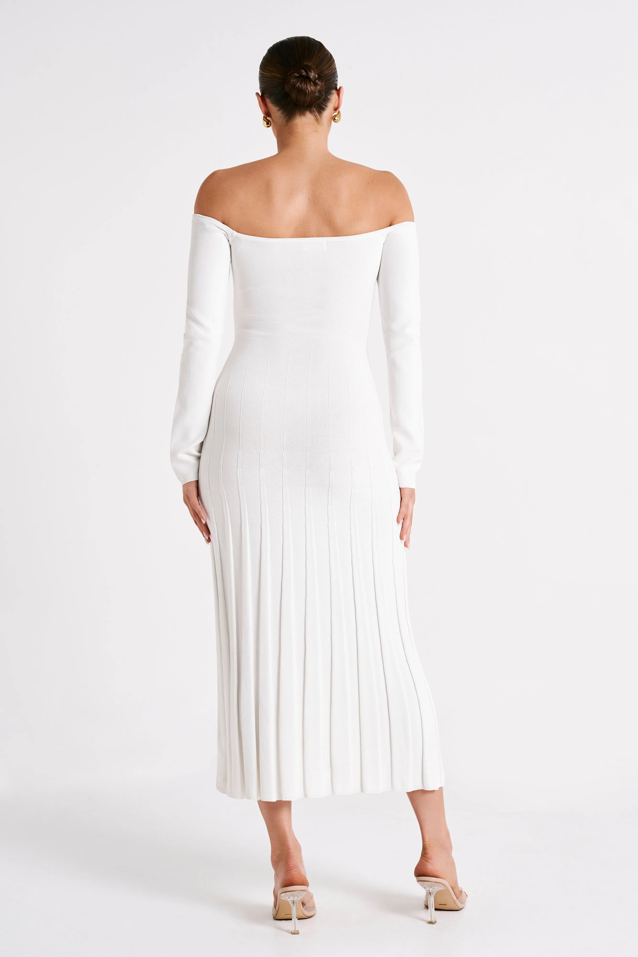 Emmeline Long Sleeve Rib Knit Midi Dress - White sold by Meshki product image thumbnail 2