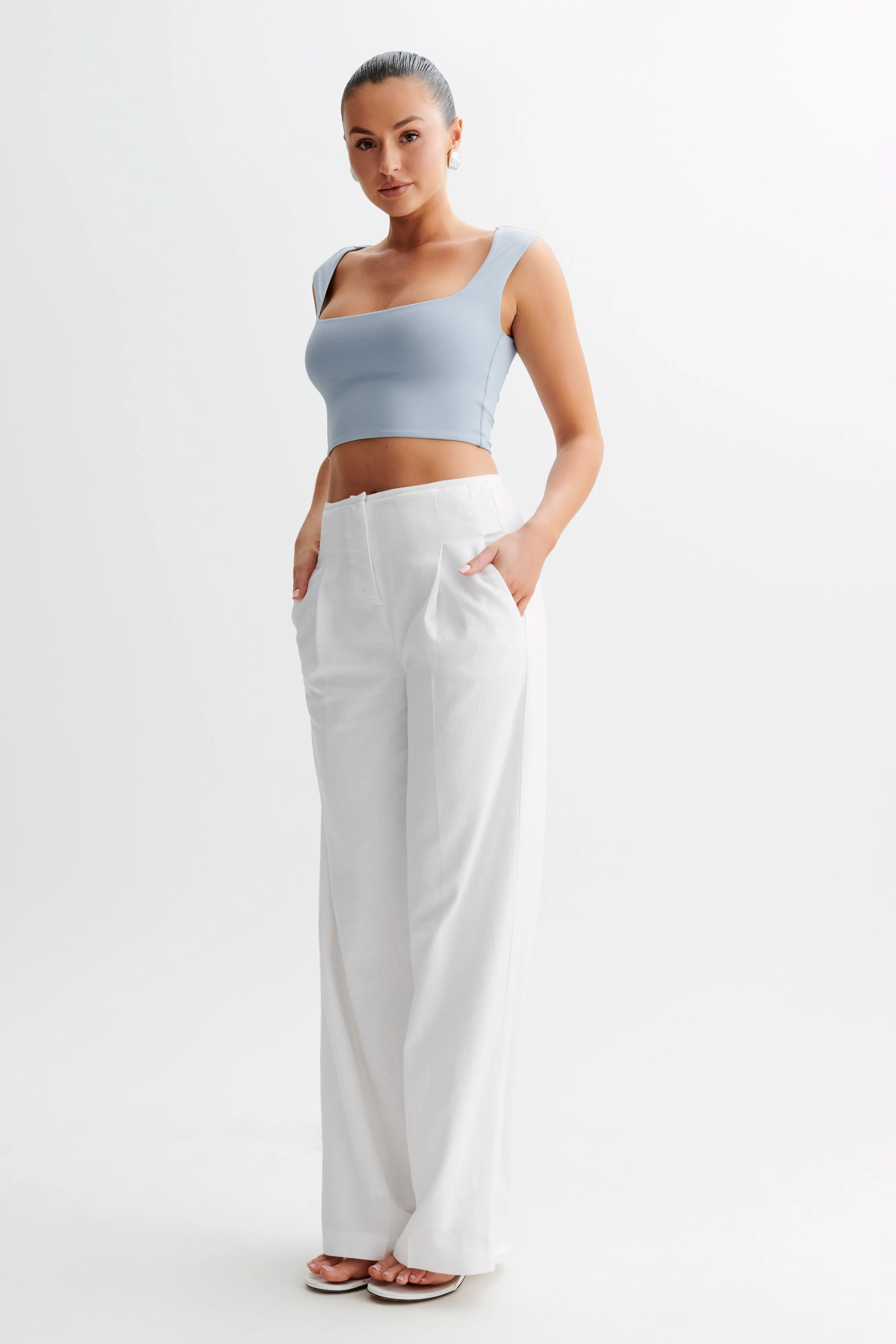 Linley Recycled Nylon Cropped Top - Dusty Blue sold by Meshki product image thumbnail 5