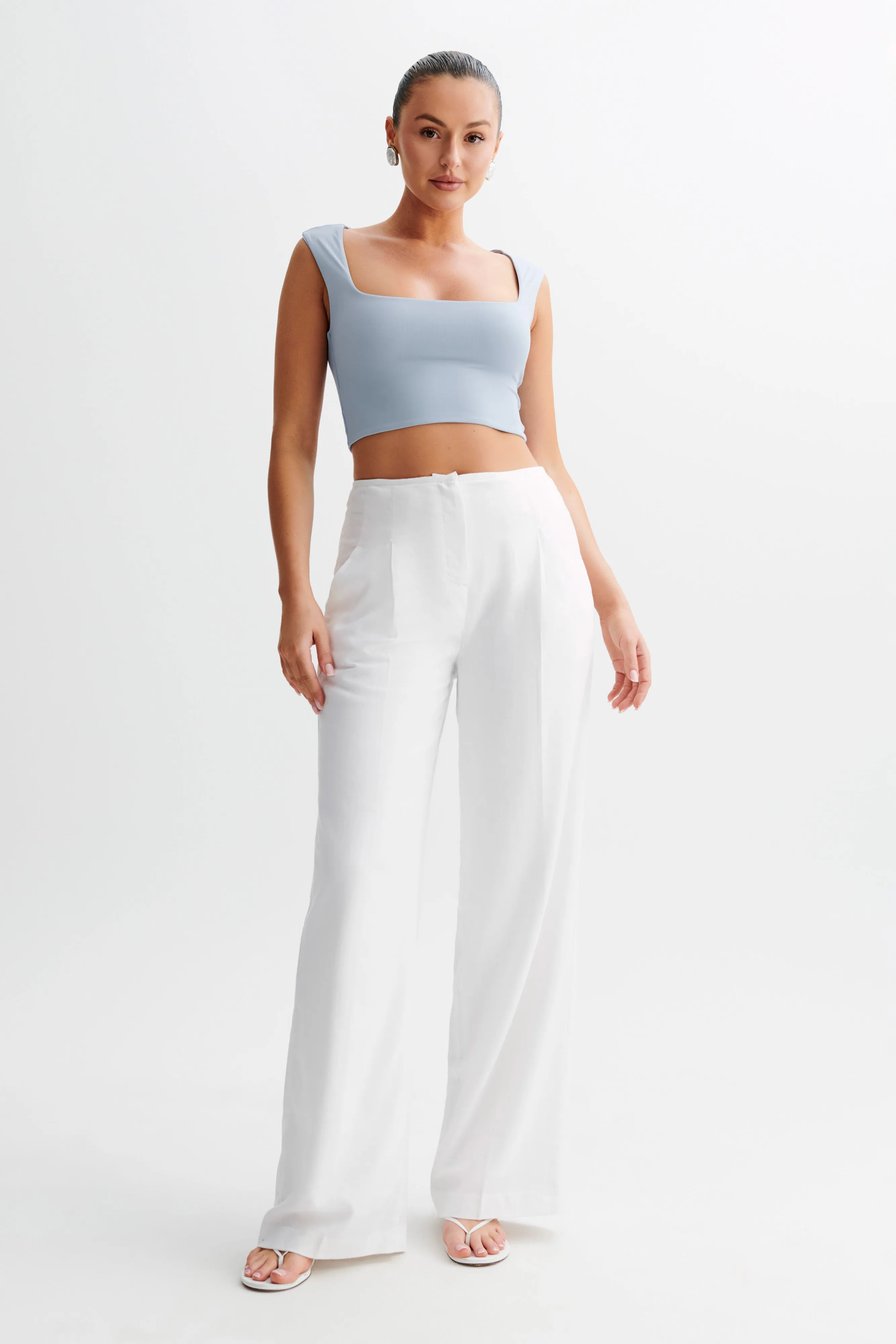 Linley Recycled Nylon Cropped Top - Dusty Blue sold by Meshki product image thumbnail 4