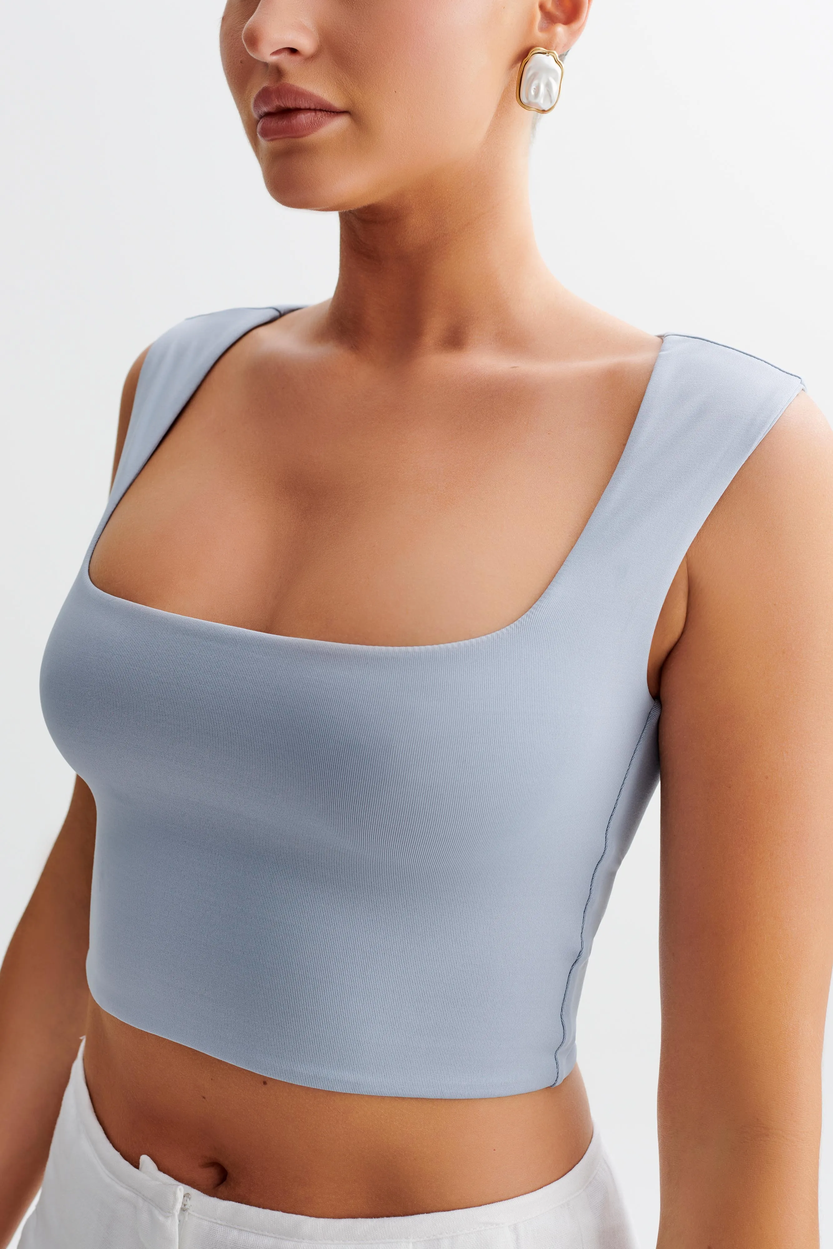 Linley Recycled Nylon Cropped Top - Dusty Blue sold by Meshki product image thumbnail 2
