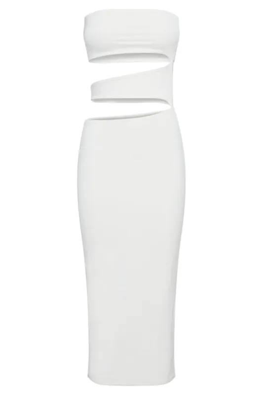 Cassandra Cut Out Midi Dress - White sold by Meshki