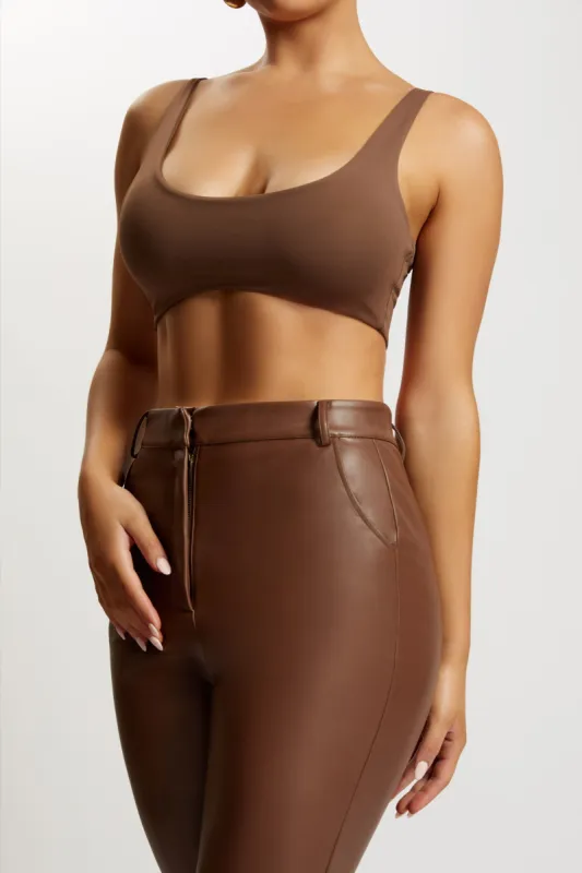 Jemma Scoop Neck Super Crop Top - Chocolate sold by Meshki