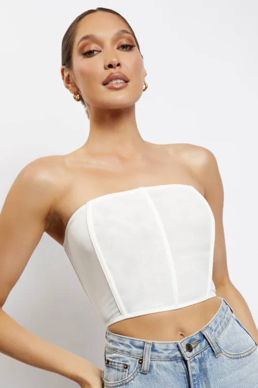Allie Mesh Corset - White sold by Meshki