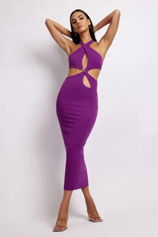 Briana Cut Out Midi Dress - Violet sold by Meshki