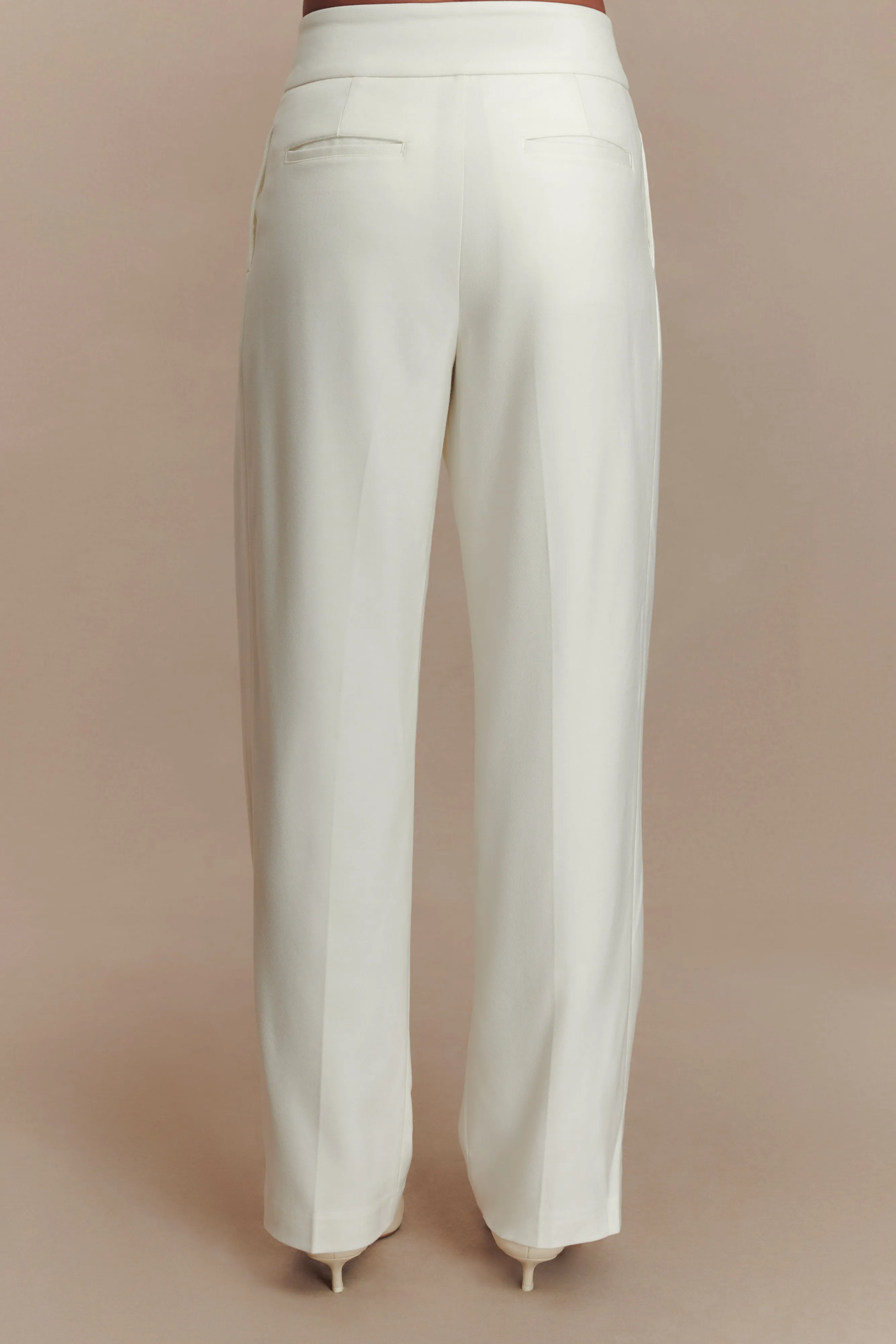 Penelope Pleated High Waisted Pants - Ivory sold by Meshki product image thumbnail 5