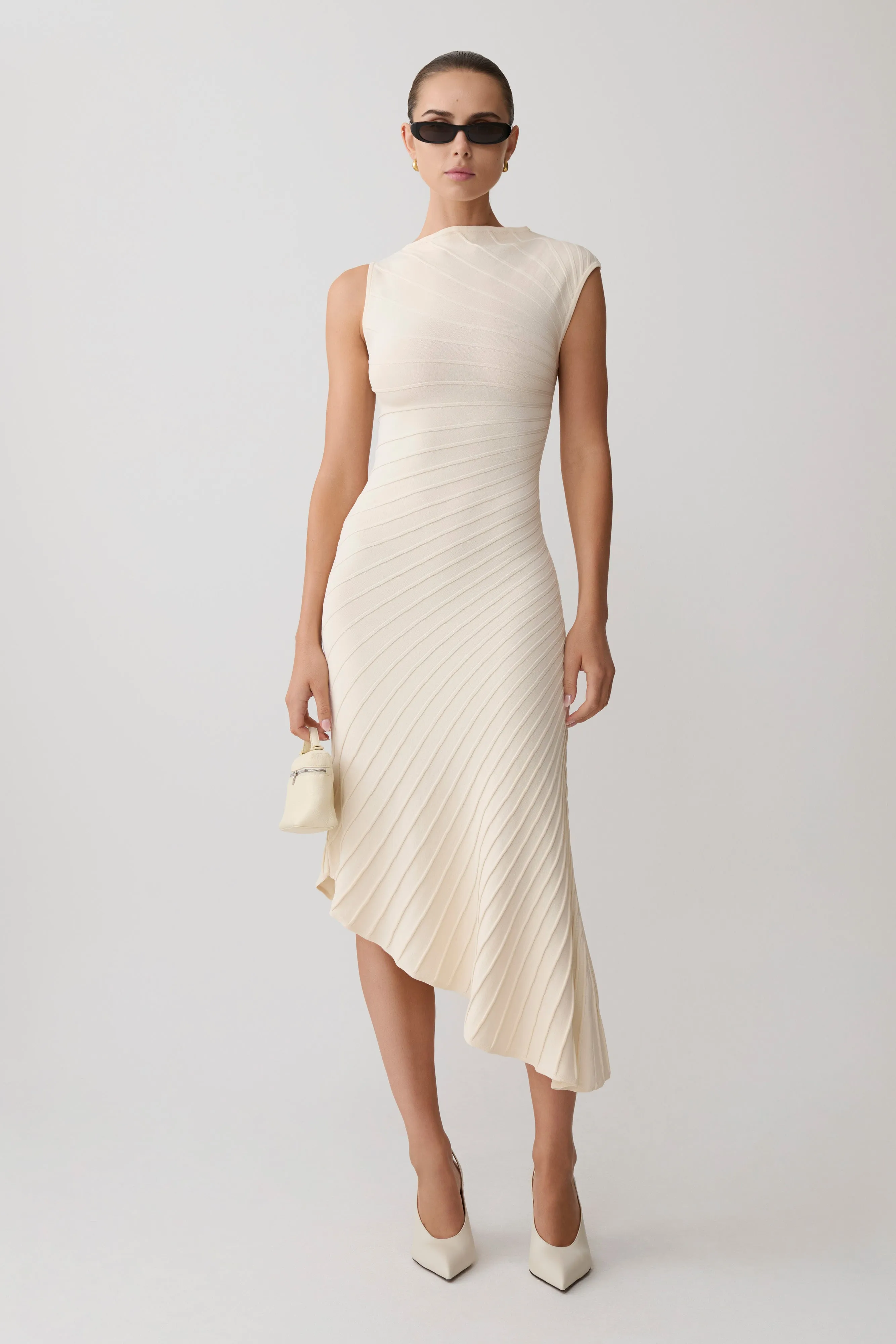Milasandra Pleated Knit Dress - Ivory sold by Meshki product image thumbnail 5