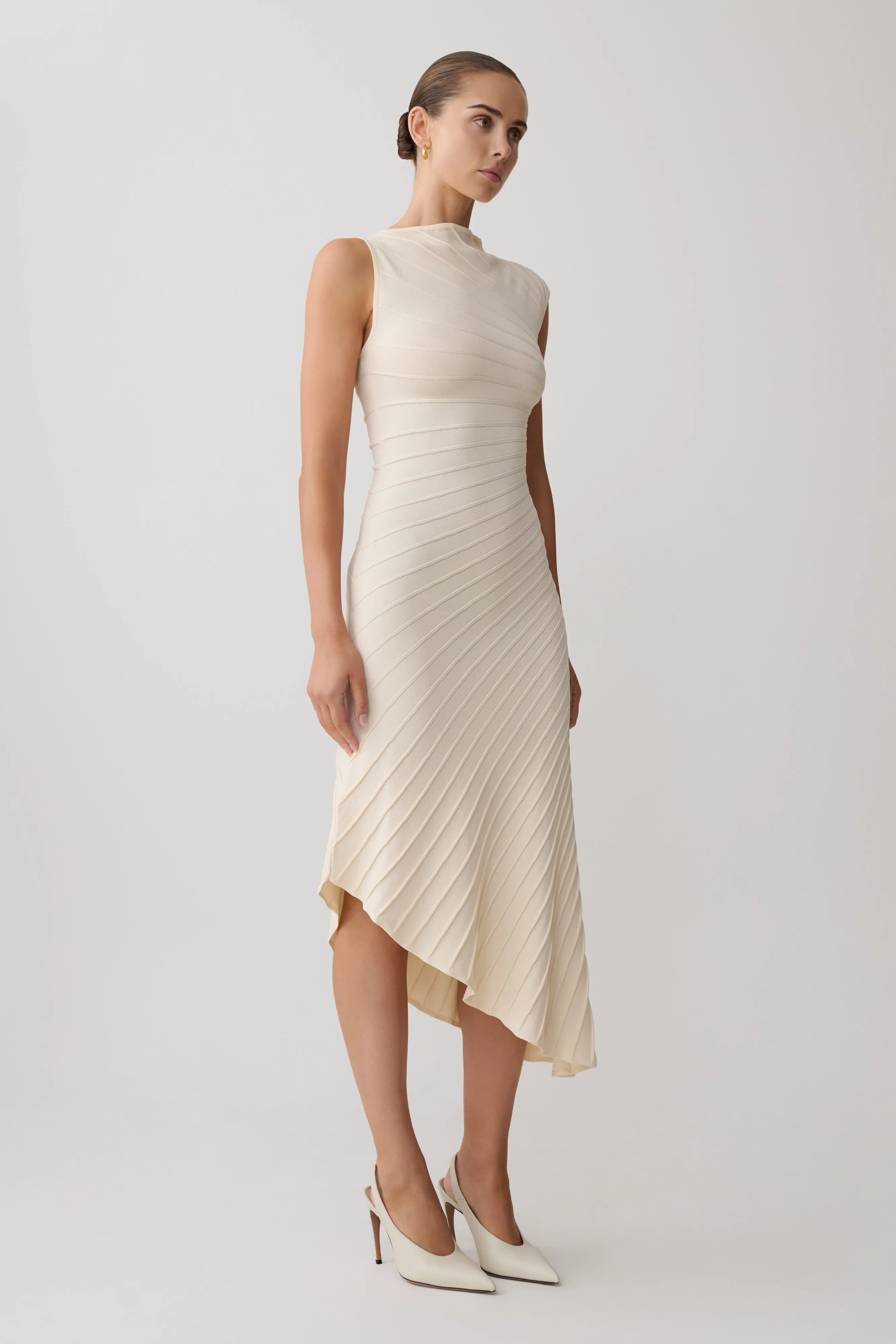 Milasandra Pleated Knit Dress - Ivory sold by Meshki product image thumbnail 4