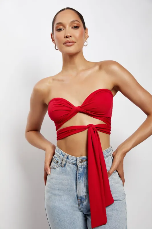 Lea Multi Way Crop Top - Chilli Pepper sold by Meshki