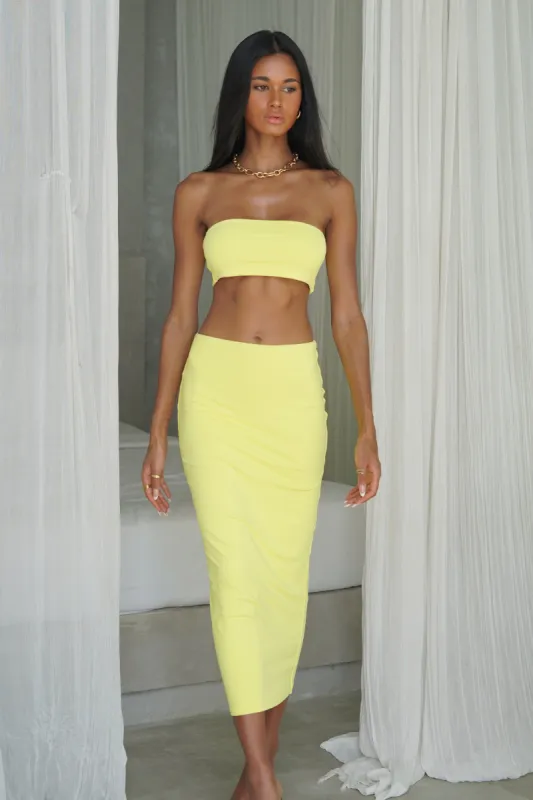 Charley Midi Skirt - Yellow sold by Meshki