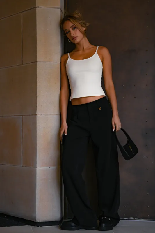 Minu Mid Rise Wide Leg Pant - Black sold by Meshki