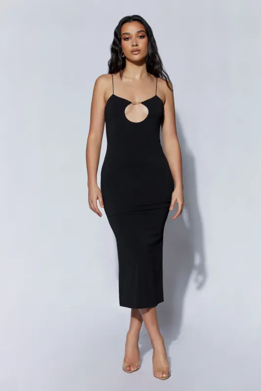 Ariya Hardware Midi Dress - Black sold by Meshki