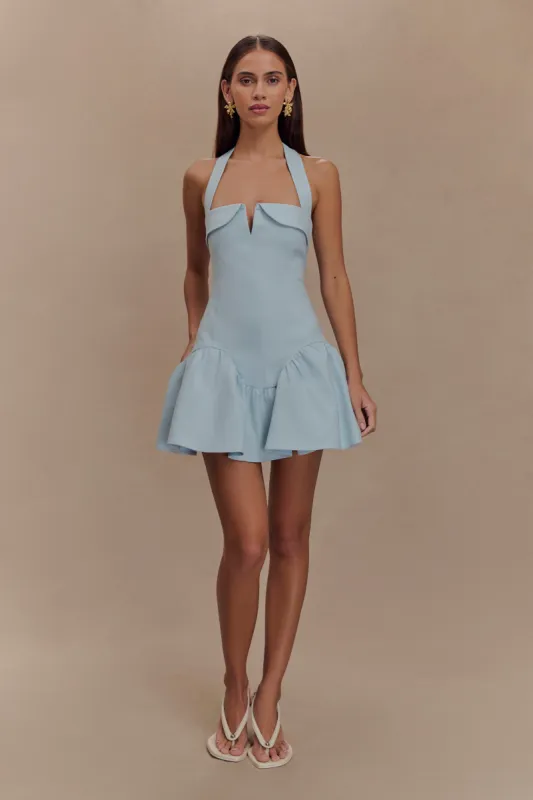 Calipso Halter Mini Dress - Cornflower Blue sold by Meshki
