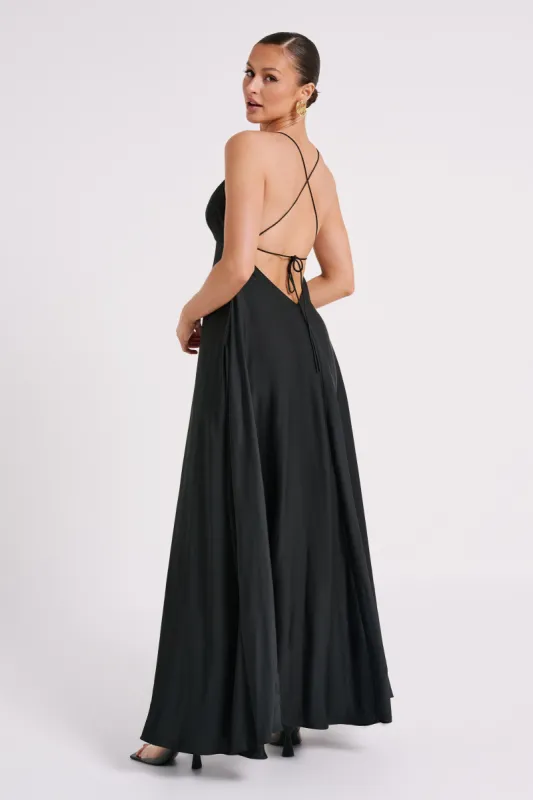 Melisandre Baby Doll Maxi Dress - Black sold by Meshki