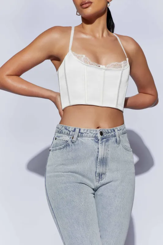 Lake Lace Cami Crop Top - White sold by Meshki