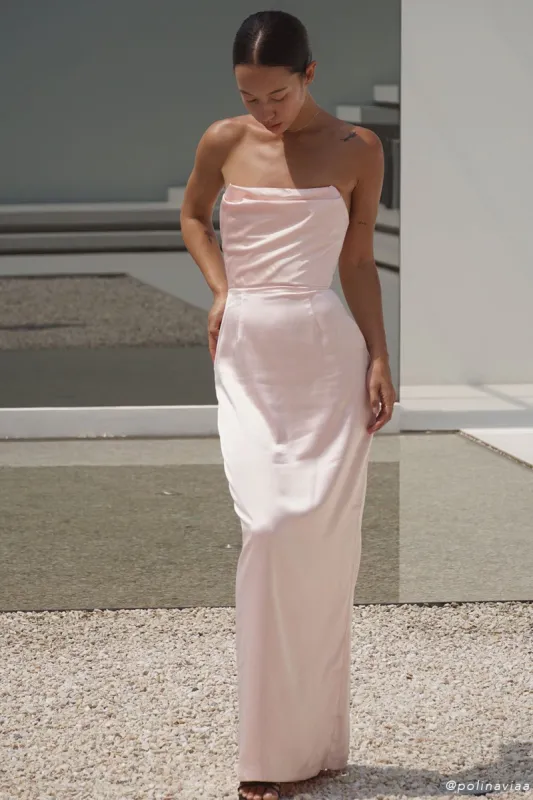 Alanis Strapless Maxi Dress - Crystal Rose sold by Meshki