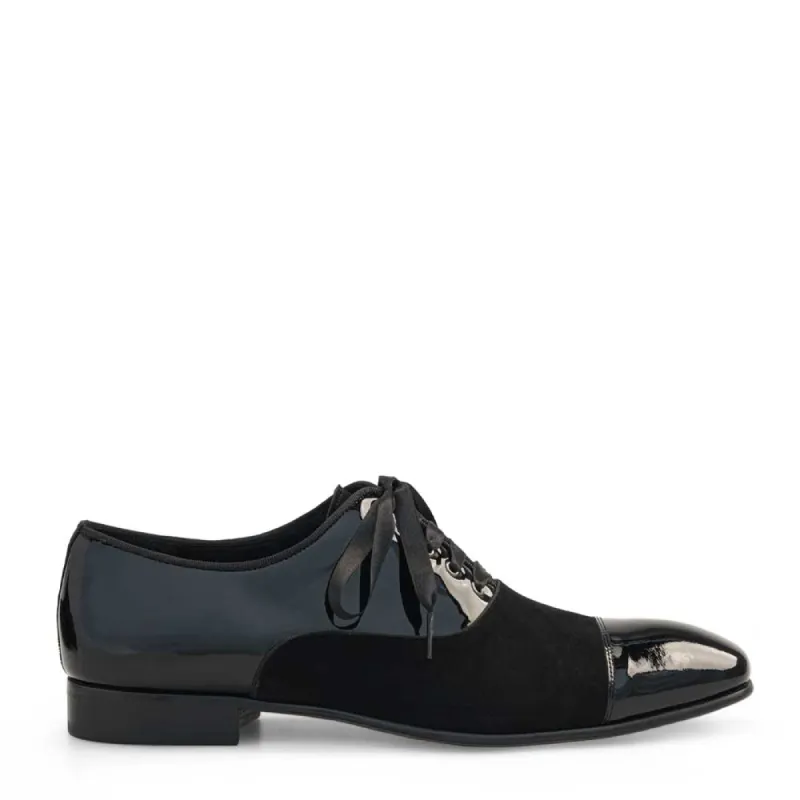 Patent Leather and Suede Cap Toe Oxford sold by Mezlan