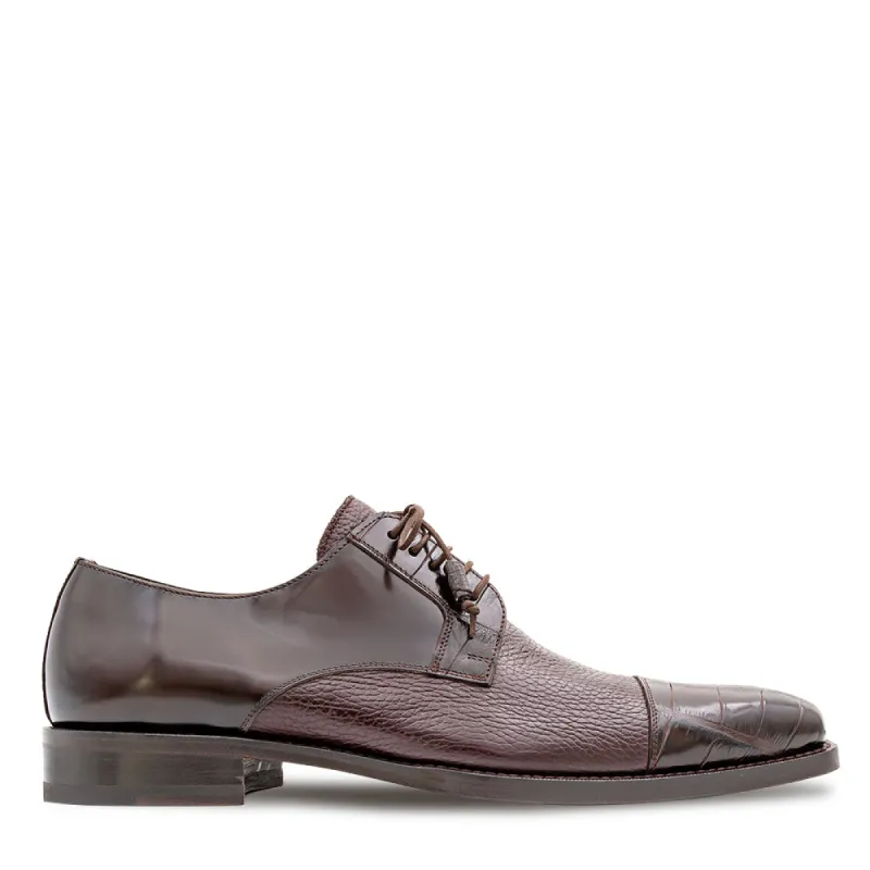 Alligator/Calfskin Cap Toe Derby sold by Mezlan