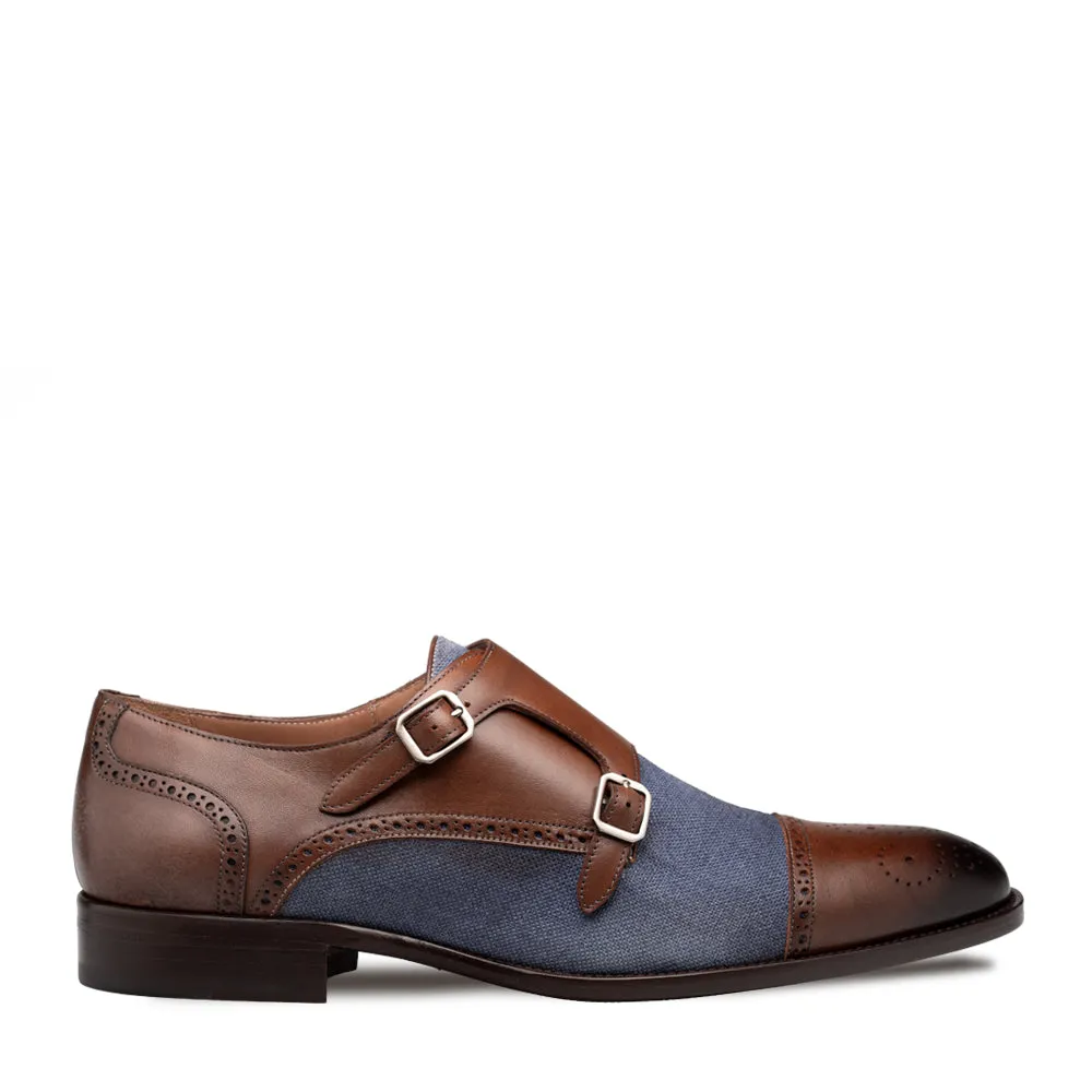 Calf/Linen Cap Toe Double Monk sold by Mezlan