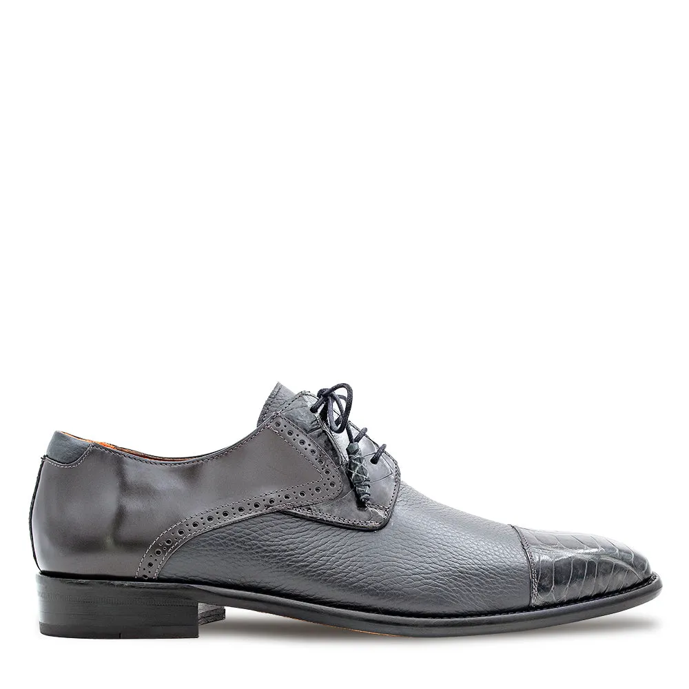 Alligator/Calf Cap Toe Derby sold by Mezlan