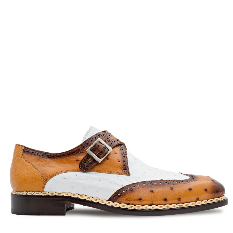 Ostrich Monk Strap made by Mezlan