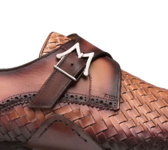 Woven Leather Monk Strap sold by Mezlan
