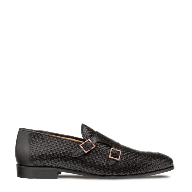 Woven Calf/Croc Double Monk sold by Mezlan