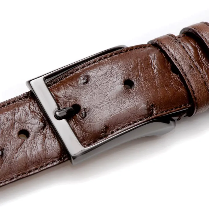 Ostrich Skin Belt made by Mezlan