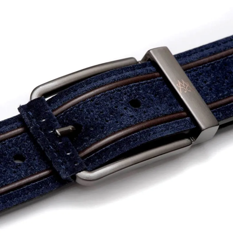 Signature Perforated Suede Belt made by Mezlan