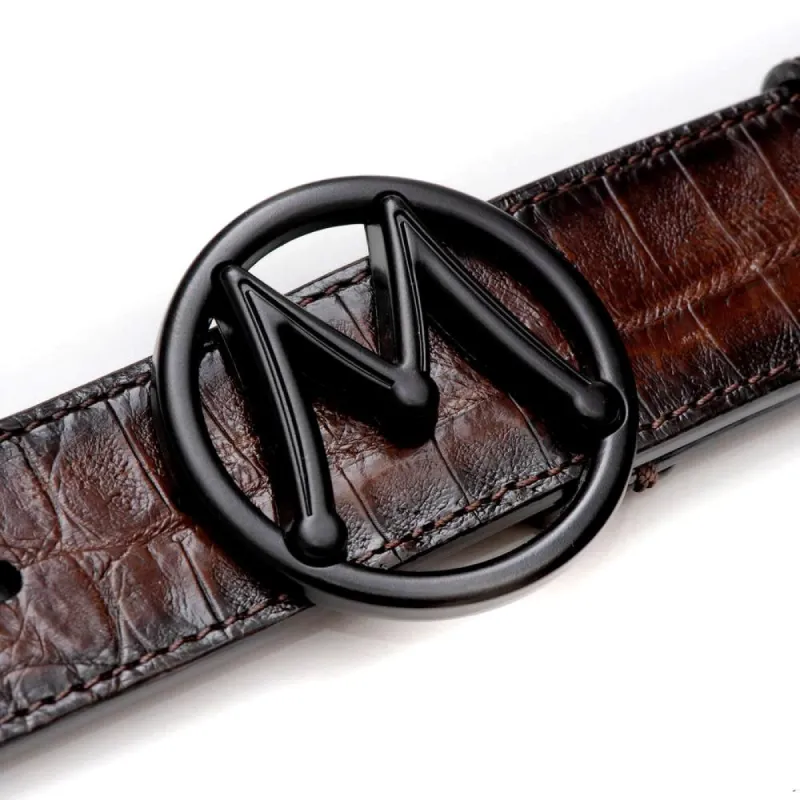 Circle Icon Crocodile Belt made by Mezlan