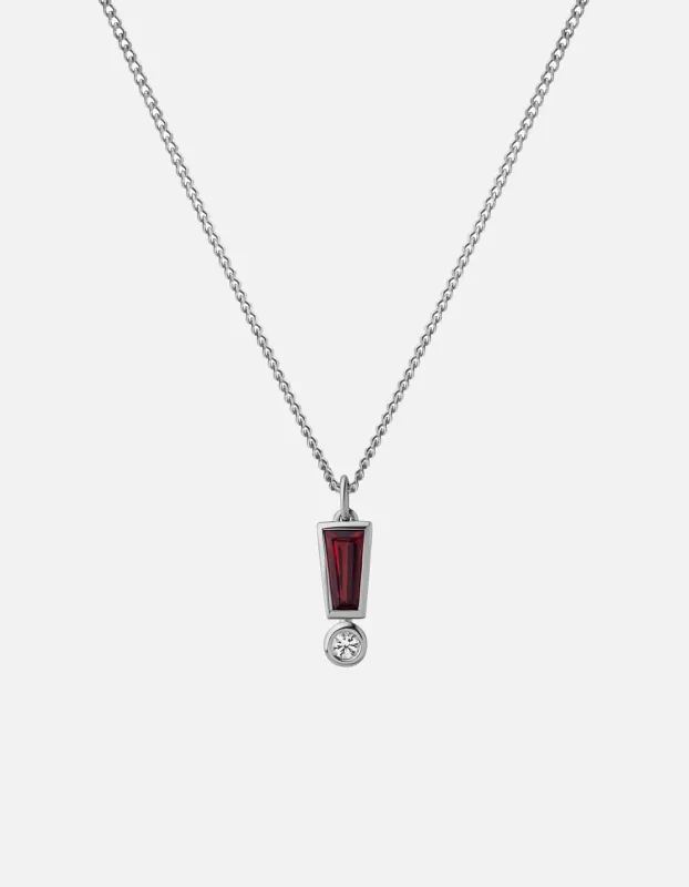 Exclamation Point Pendant Necklace, Sterling Silver w/Garnet & Topaz sold by Miansai