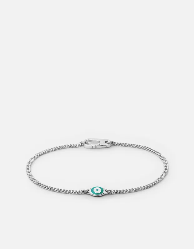 Single Green Eye Bracelet, Sterling Silver w/Enamel sold by Miansai