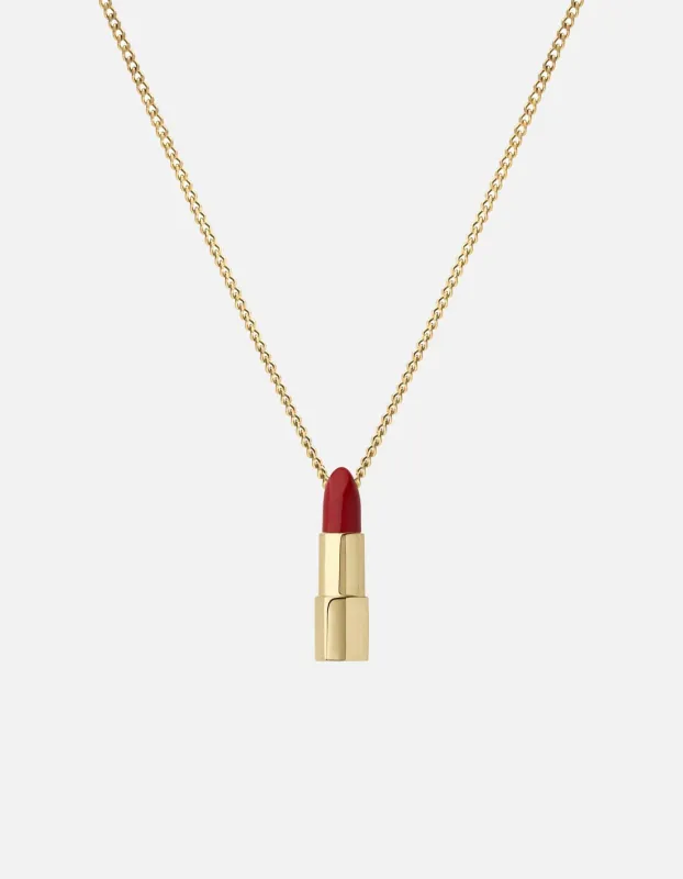 Lipstick Pendant Necklace, Gold Vermeil/Red sold by Miansai