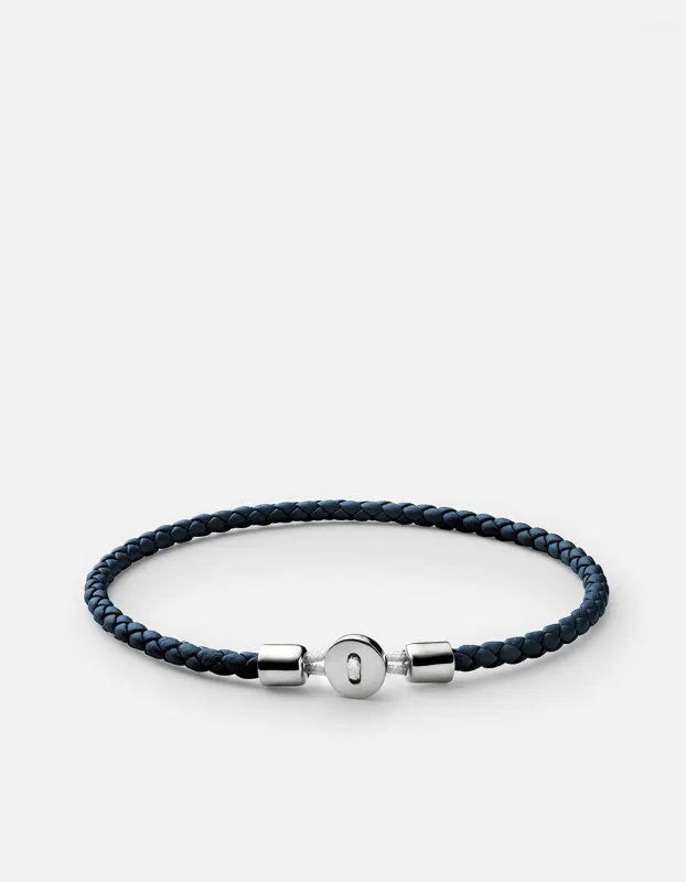 Nexus Leather Bracelet, Sterling Silver / Navy sold by Miansai