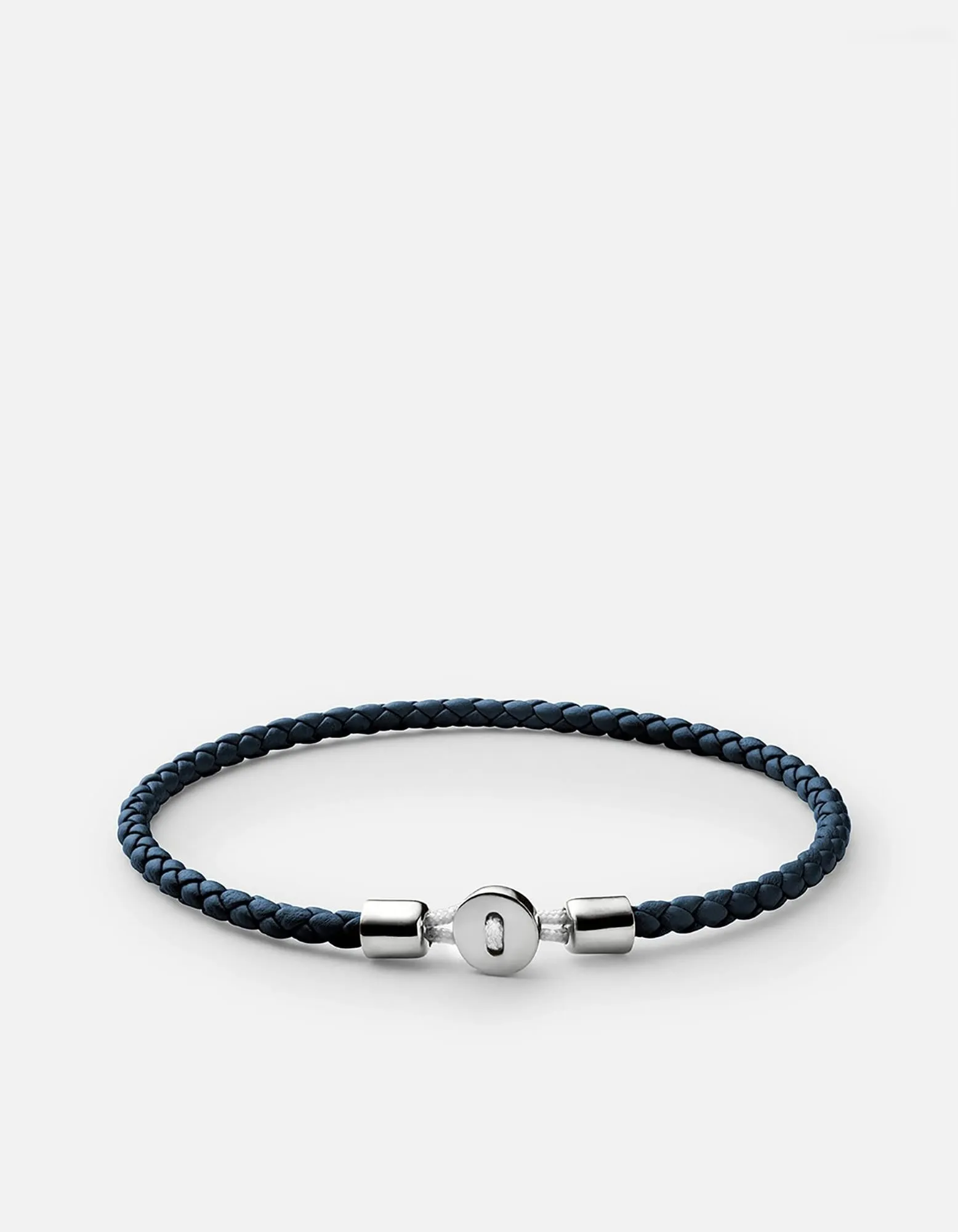 Nexus Leather Bracelet, Sterling Silver / Navy sold by Miansai
