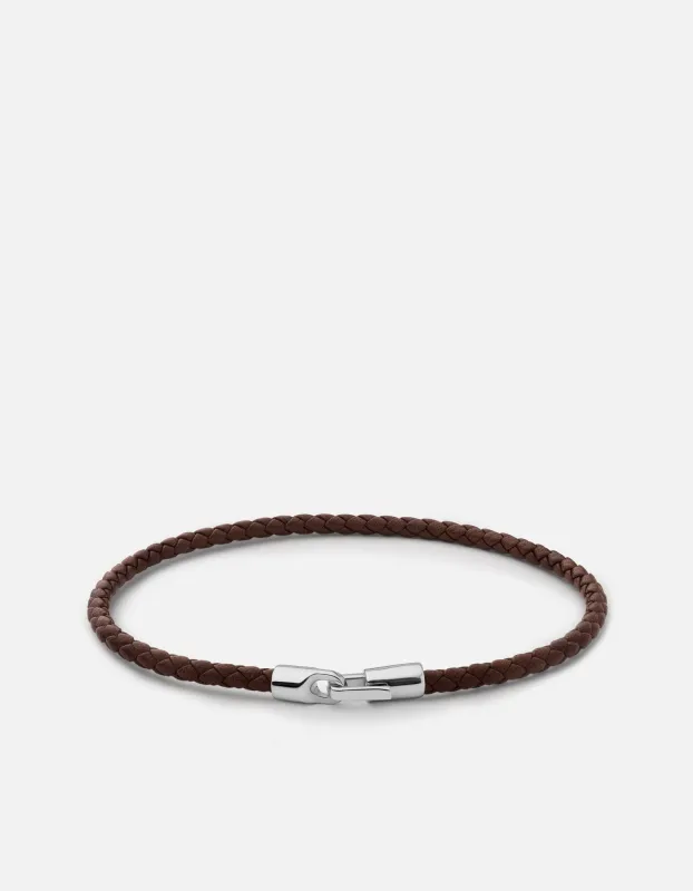 Cruz Leather Bracelet, Sterling Silver / Brown sold by Miansai