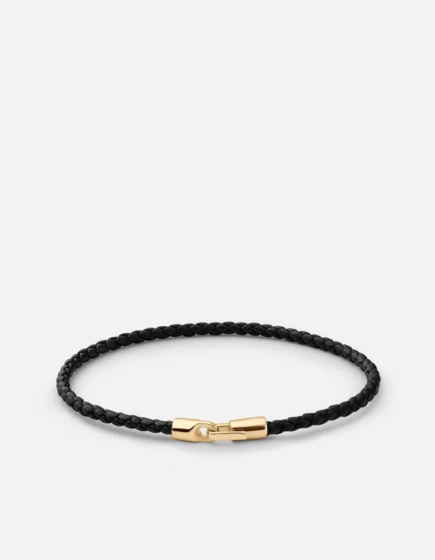 Cruz Leather Bracelet, Gold Vermeil / Black sold by Miansai