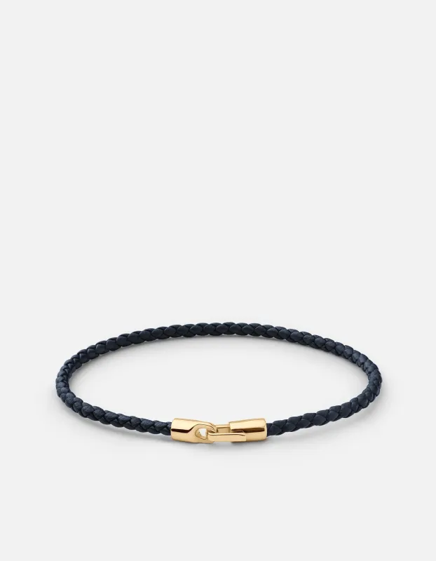 Cruz Leather Bracelet, Gold Vermeil / Navy sold by Miansai