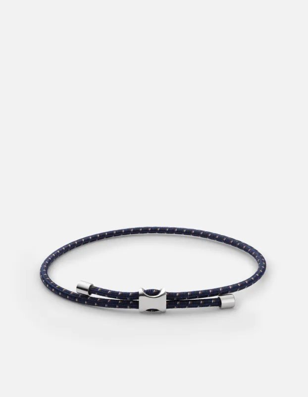 Orson Pull Bungee Rope Bracelet, Sterling Silver / Navy/Brown sold by Miansai